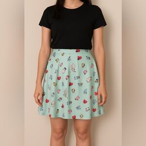 BT21 BTS Skater Skirt Light Blue  Korean Pop Elastic Waist  Pockets Size Large L